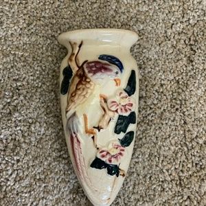 Floral and Parrot Wall Pocket, Made in Japan